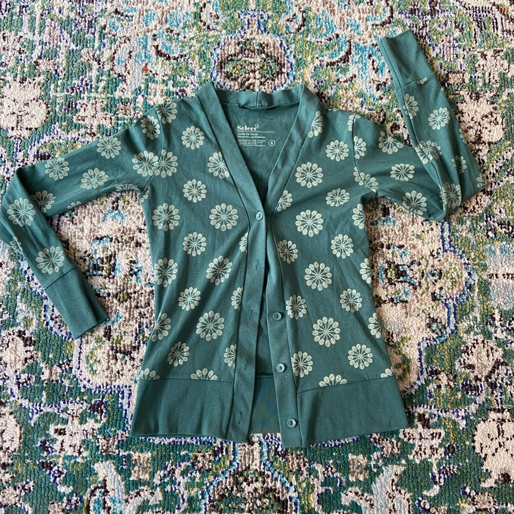 Select Threadless | Green Button Tennis Long Sleeve Cardigan | Sz Small